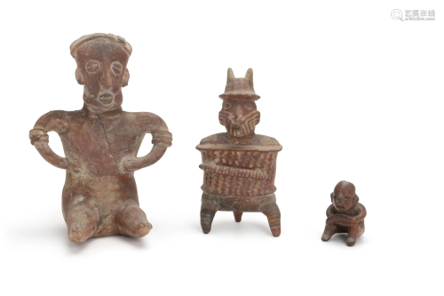 Three Pre-Columbian terracotta figures