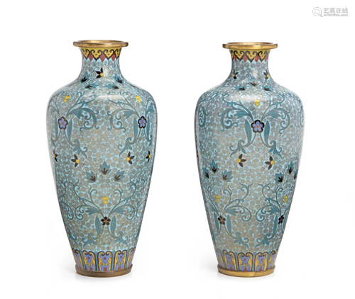 A pair of Chinese cloisonnÃ© vases