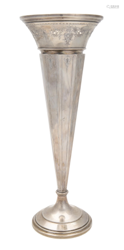 A George A. Henckel & Co. sterling silver trumpet vase
