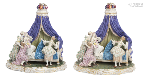 A pair of monumental Frankenthal porcelain figural