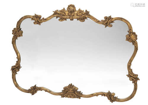 A carved giltwood wall mirror