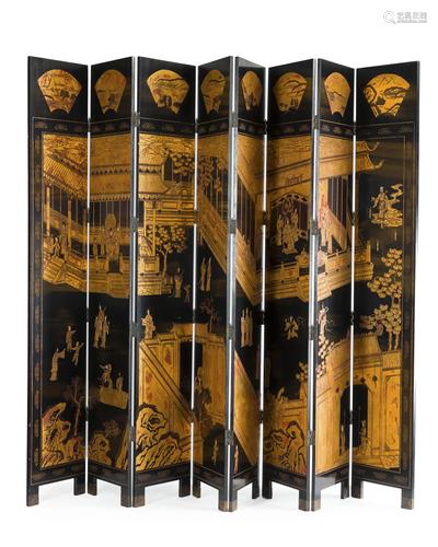 An eight-panel Coromandel-style folding screen