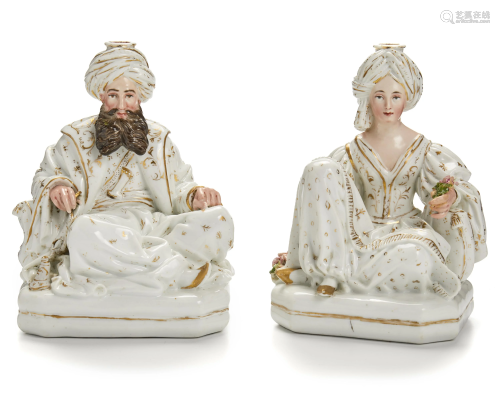 A pair of Jacob Petit porcelain incense/candle holders