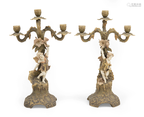 A pair of Amphora candelabra