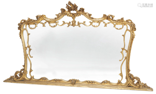 A Continental Rococo-style giltwood wall mirror