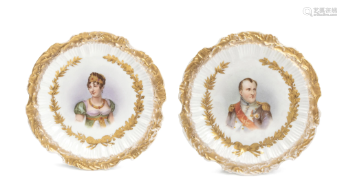 A pair of SÃ¨vres-style portrait plates