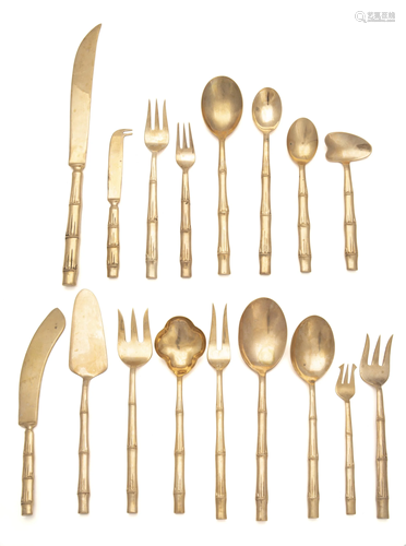 A Thai gilt-bronze flatware service