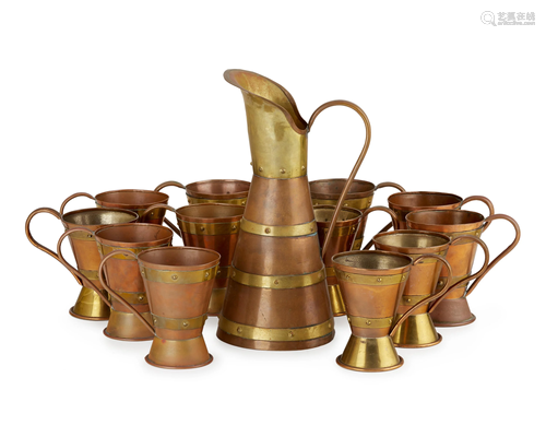 A Hector Aguilar copper and brass drink set