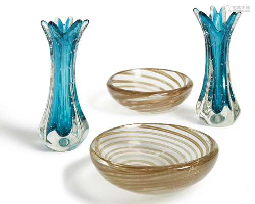 Four Murano glass items