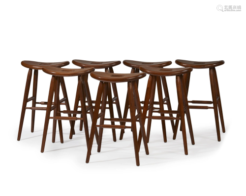 Seven oak stools