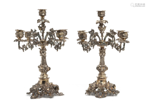 A pair of silverplate candelabra