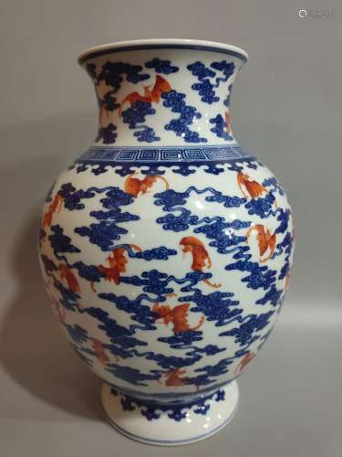 Underglaze Blue and Iron Red Vase Daoguang Style