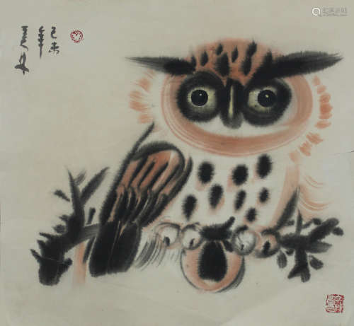 韩美林 猫头鹰 卡纸