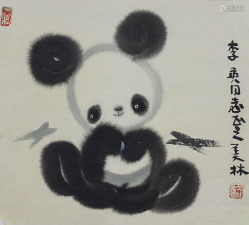 韩美林 熊猫 卡纸