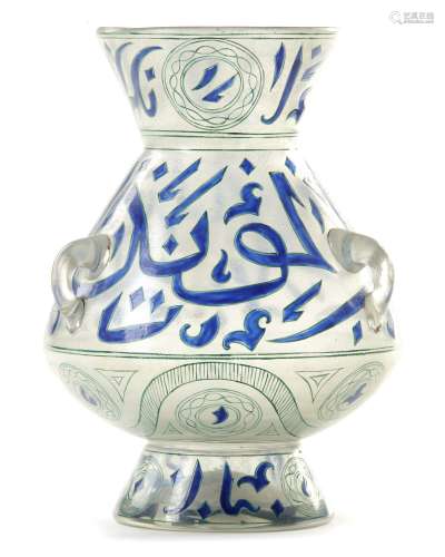 A MAMLUK-STYLE ENAMELLED GLASS MOSQUE LAMP,19TH-20TH CENTURY