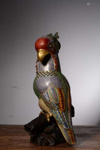 The Qing Dynasty Qianlong Year,Enamel Parrot Gilded Bronze Ornament