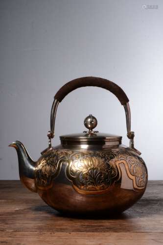 Showa Era Gold Gilt Silver Teapot