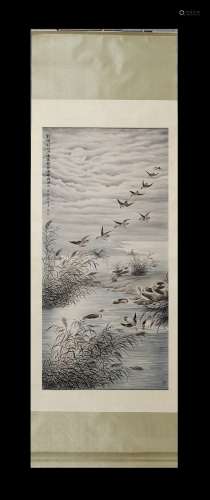 Tao Lengyue, Wild Goose Vertical-Hanging Painting