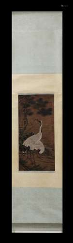 Song Emperor Huizong of Song, Cranes Vertical-Hanging Painting