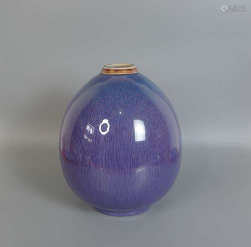 By Master Wang Weiming During 1970-1980, Wood Kiln Flambed Glazed Porcelain Vase