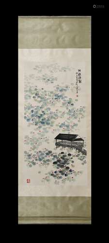 Qi Baishi, The Lotus Pavilion Vertical-Hanging Painting