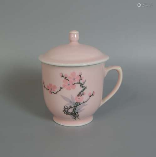 Jianguo Porcelain Factory For Offical Use in 1970s, Pink Glaze Porcelain Tea Cup
