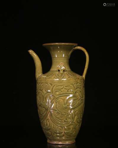 Twisted Branches and Bird Design Yaozhou Kiln Teapot