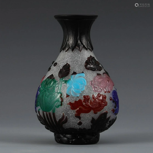 COLOURED GLASSWARE 'FLORAL' VASE