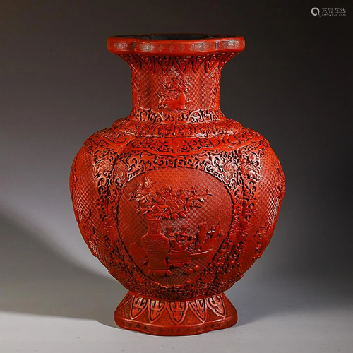 CINNABAR 'FLORAL' VASE