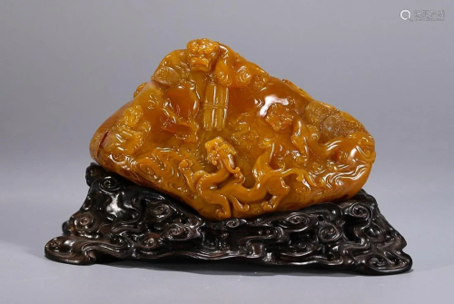 TIANHUANG STONE ORNAMENT CARVED WITH DRAGONS