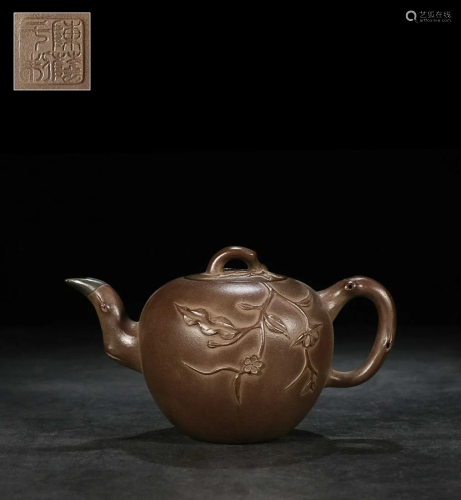 ZISHA TEAPOT CARVED WITH FLOWERS