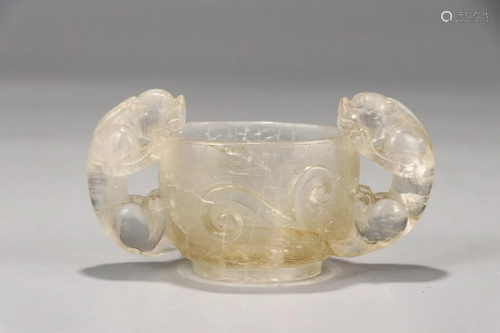 CRYSTAL CUP CARVED WITH CHILONG