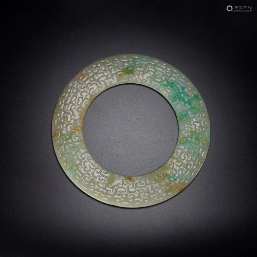 HETIAN JADE DISC COVERED WITH CLOUDS