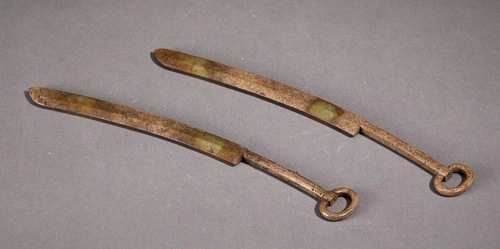 PAIR OF ANTIQUE JADE SWORDS