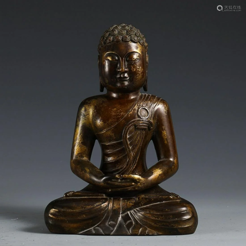 GILT-COPPER ALLOY FIGURE OF BUDDHA