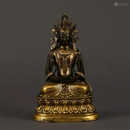 GILT-COPPER ALLOY FIGURE OF BUDDHA