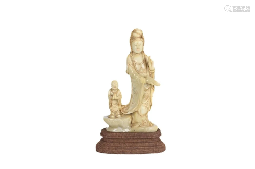 SHOUSHAN STONE FIGURE OF GUANYIN