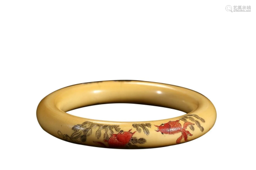 RARE MATERIAL BANGLE CARVED WITH FISH