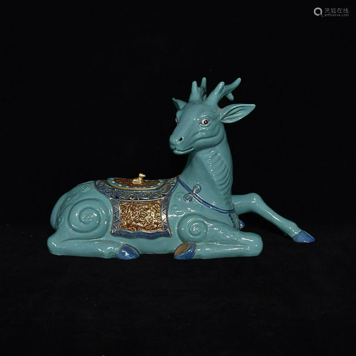 TURQUOISE GLAZED DEER FORM AROMATHERAPY DIFFUSER