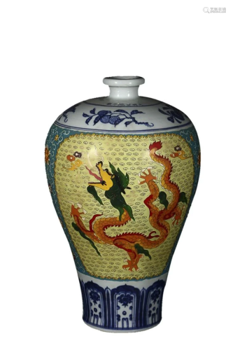 PAINTED ENAMEL 'DRAGON' MEIPING VASE