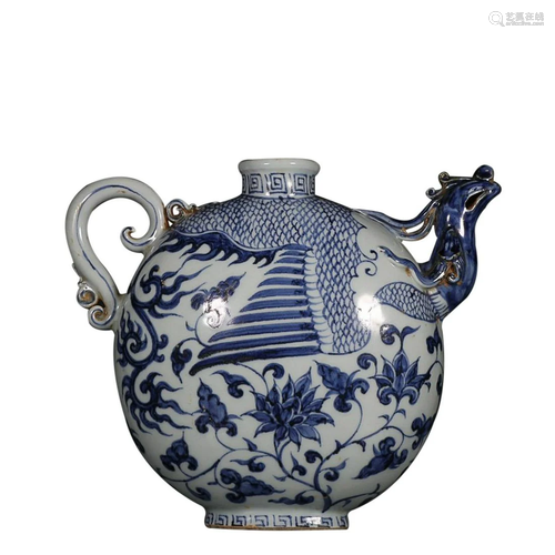 BLUE & WHITE â€˜PHOENIX' EWER