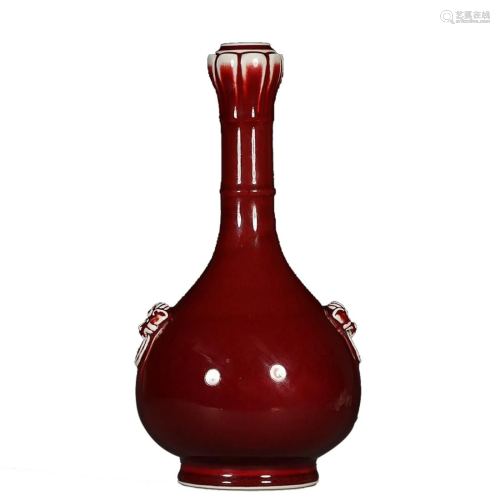 RED GLAZED VASE WITH HANDLES