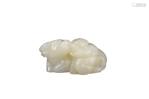 HETIAN JADE ORNAMENT OF BOY AND OXE