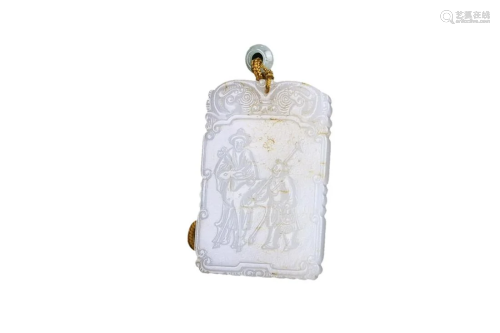 HETIAN JADE PENDANT CARVED WITH FIGURE STORY