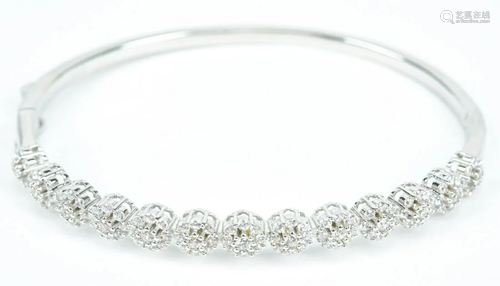 Sterling Silver CZ Hinged Bangle Bracelet