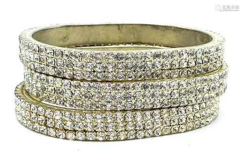 Trio of Vintage Costume Rhinestone Bangles