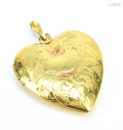 Antique Heart Form Gold Locket Pendant