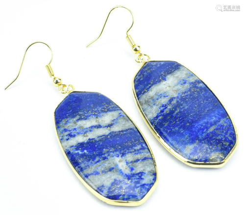 Pair of Lapis Lazuli & Vermeil Pendant Earrings