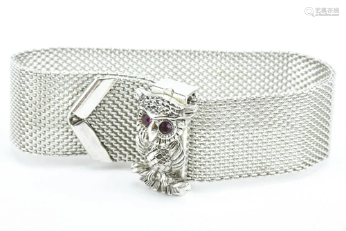 Vintage Buckle Bracelet With Owl Motif Slide