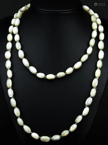 Antique Art Deco Mother-Of-Pearl Flapper Necklace